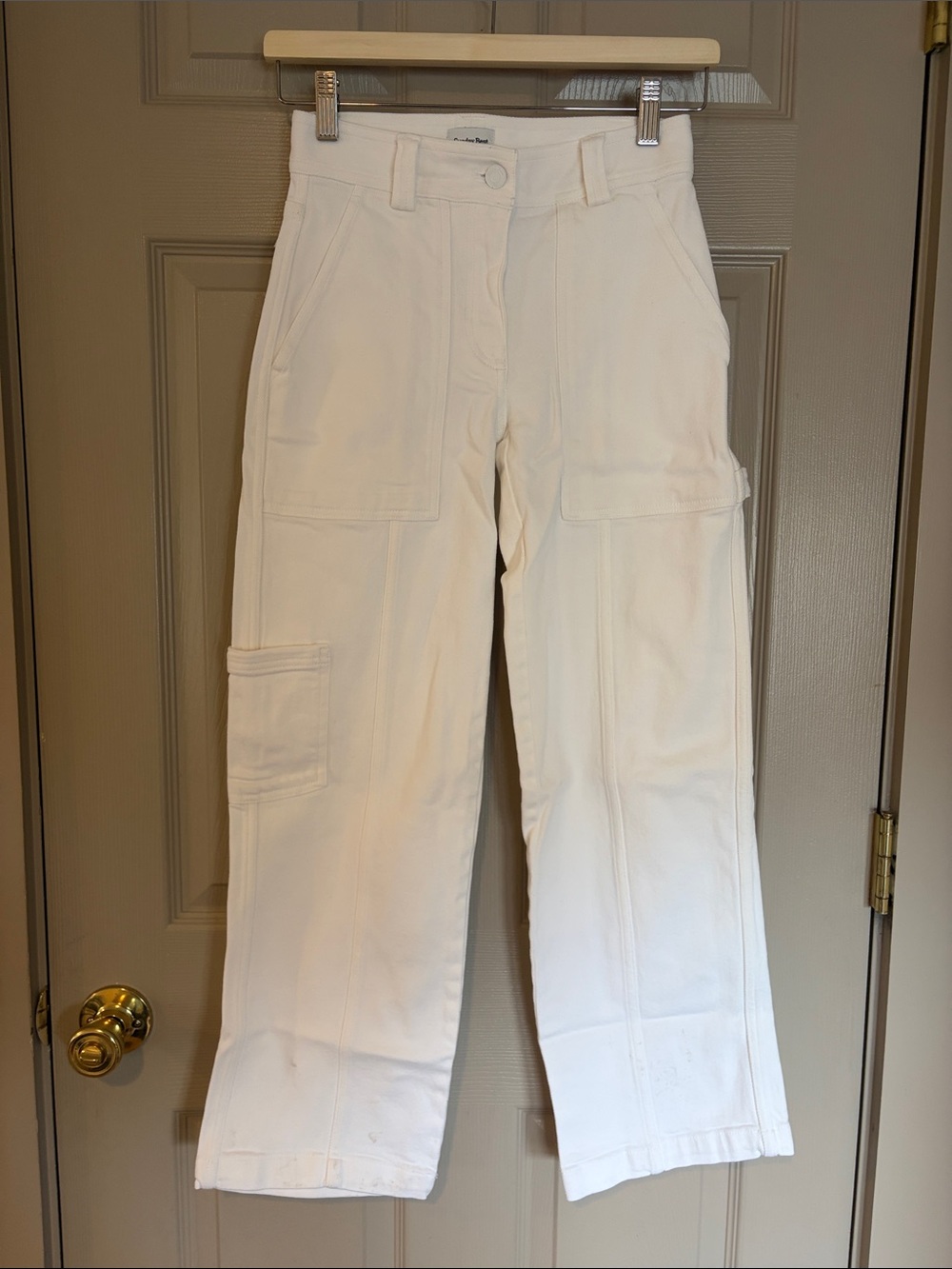 Sunday Best White Straight-Leg Cargo Pants